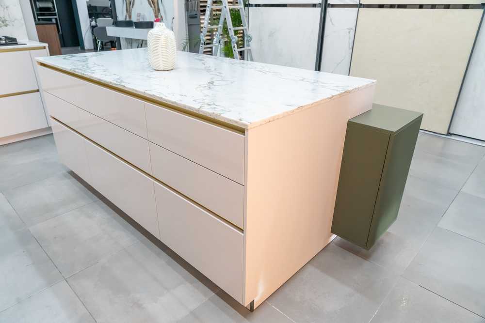 Ex Display Hacker Olive Green & Taupe Kitchen & Matching Island